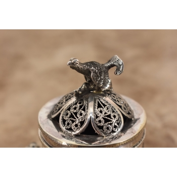 Szkatuła Myśliwska Bażant - Srebro 84 - Cukiernica Żydowska Antyczna